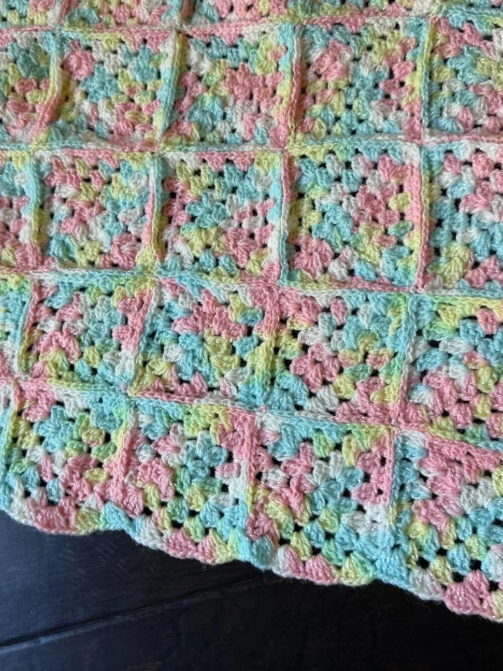 Vintage Handmade Crochet Crocheted Baby Blanket Size 41 x 28 inches